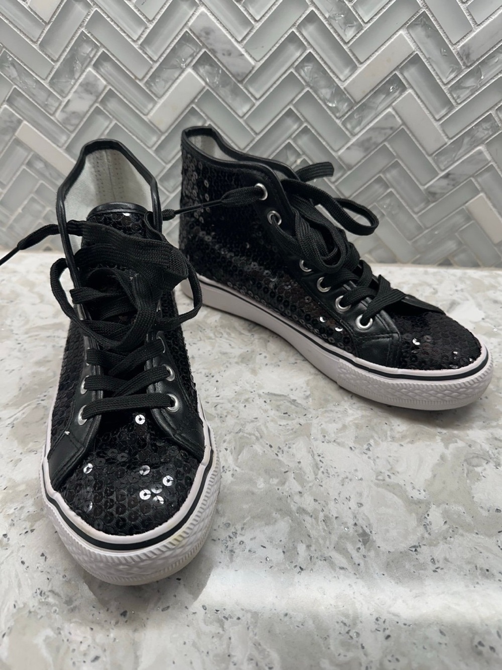 Balera Black Sequin High-Top Sneakers
